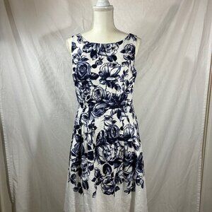 Talbots Blue & White Floral Dress, Size 6p